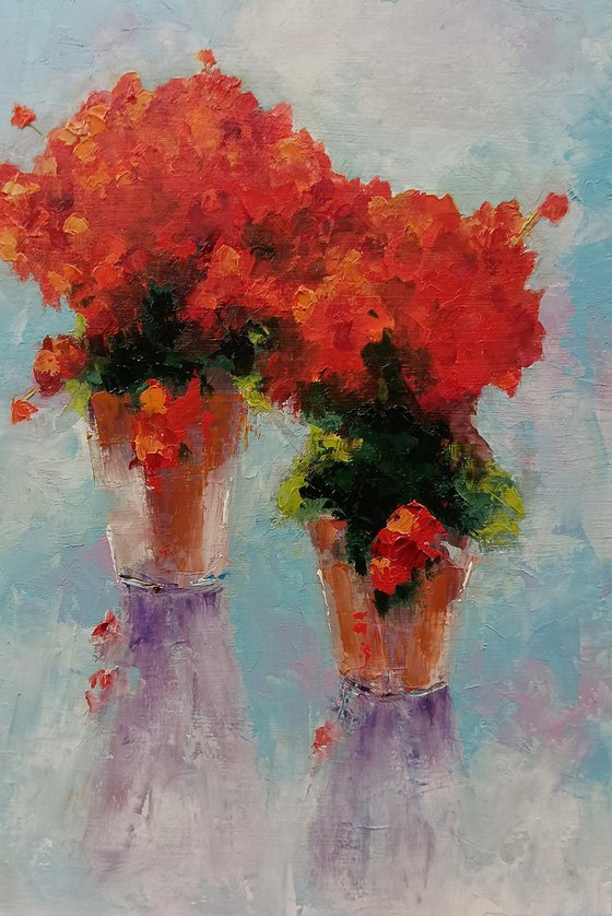 Still life with red flowers