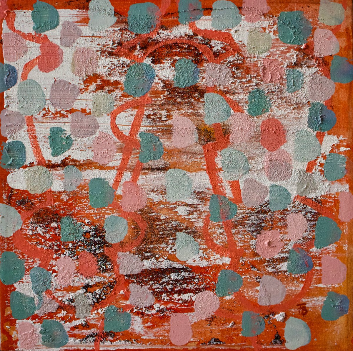 Geometric Abstract Acrylic Painting By Florina Breazu, 14 X 14, Congruence Ii, Original Artwork