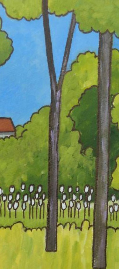 Summer Cottage with White Tulips by Jan Rippingham