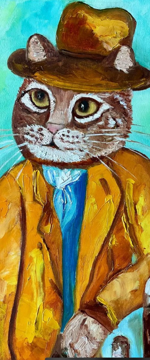 Cat with a wine glass i by Olga Koval