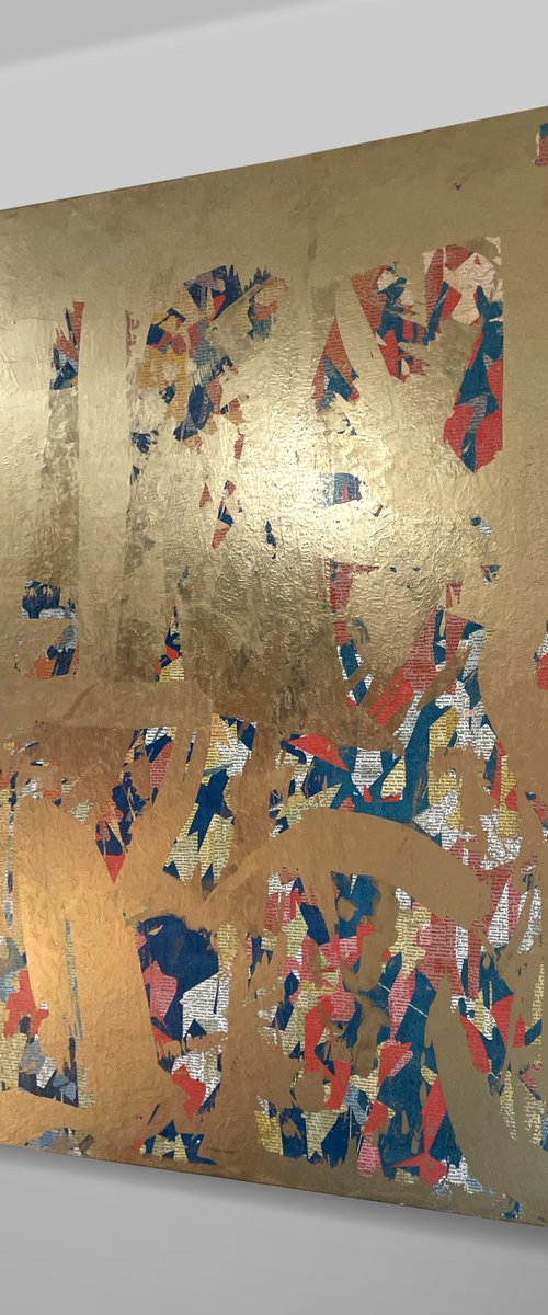 Wisdom - 127cm squ - mixed media on canvas by George Hall