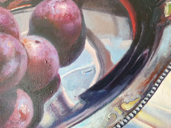 "Honey plums. "  still life summer liGHt original painting  GIFT (2020)