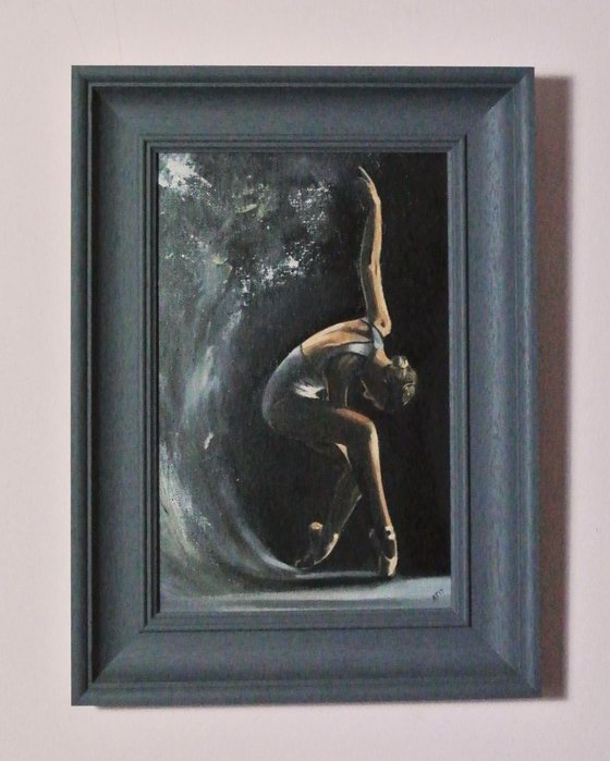 Waves, Ballet Painting, Ballerina Dancer Jessica Lind, Framed Artwork