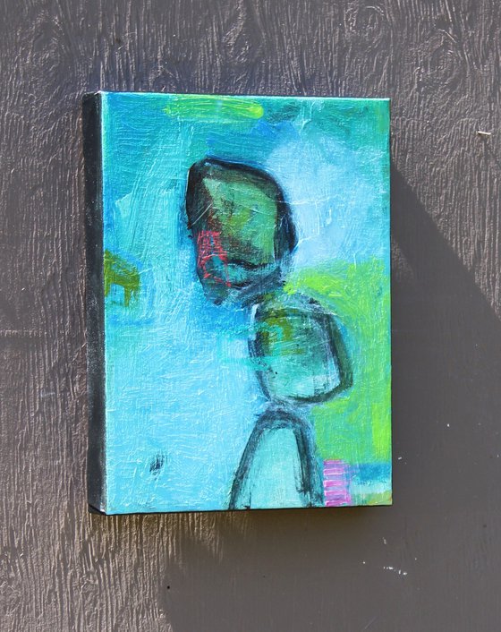 Painting Set of Three: Trio in Turquoise Blue