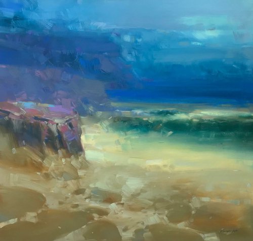 Stormy Ocean, Original oil painting, Handmade artwork, One of a kind by Vahe Yeremyan