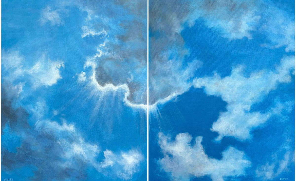 Photorealistic Landscape Acrylic Painting By Oxypoint, 63 X 39", "Cloudscape", Original Artwork