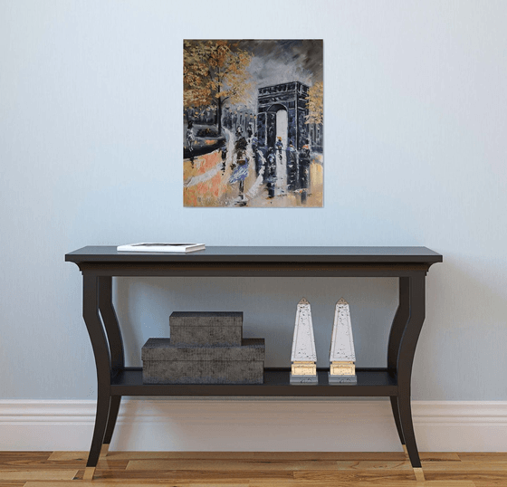 Paris, original abstract city oil painting, gift idea, bedroom painting