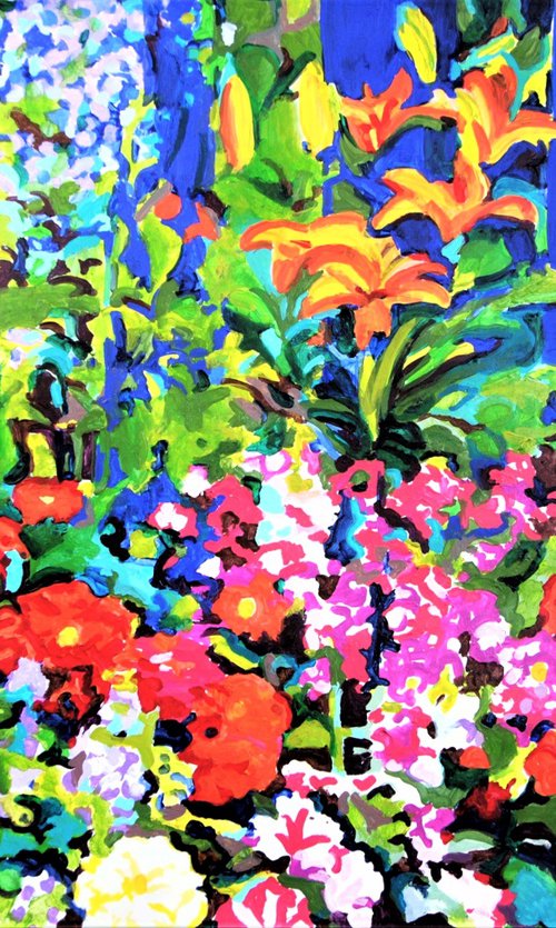 Summer Garden / 100 x 70 cm , large format painting on paper by Alexandra Djokic