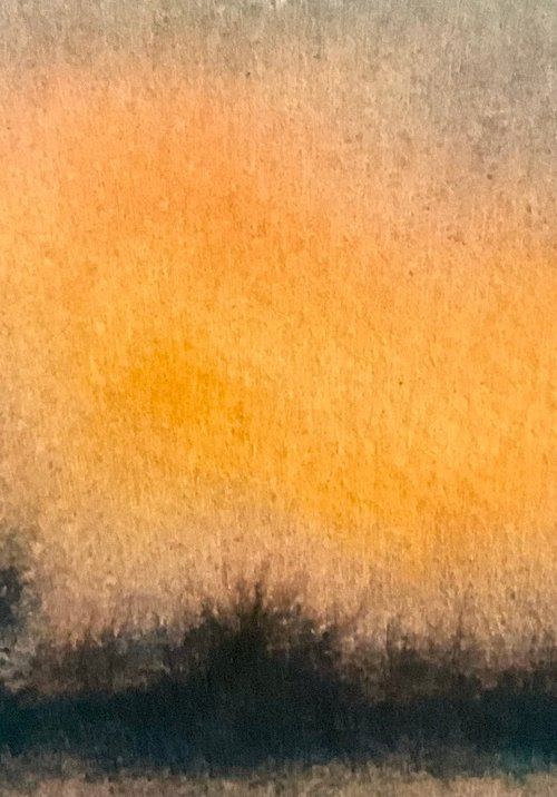 Amber orange sky over the heath by Samantha Adams