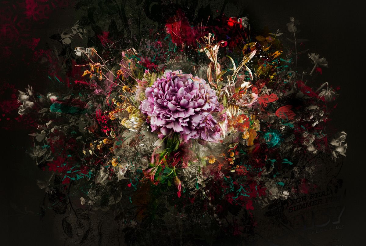 Botanical Painting By Teis Albers, 47 X 31", Bouquet Xxiv Ii, Original Artwork