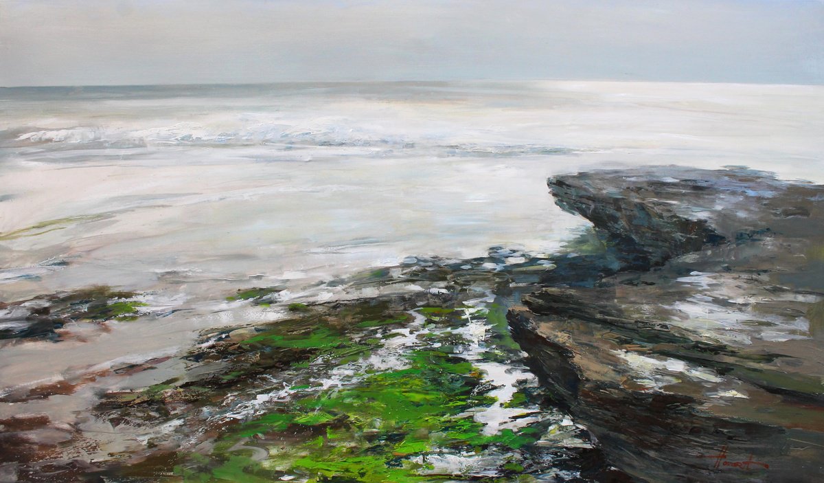 Expressive Oil Painting , Breath Of The Ocean. Edge Of Tide By Hovart, 69 X 41, Artwork For Sale On Artfinder