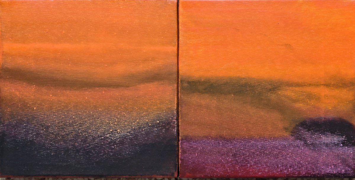 Abstract Landscape Acrylic Painting By Pier Maurizio Greco, 16 X 8", Piccoli Mondi, Original Artwork