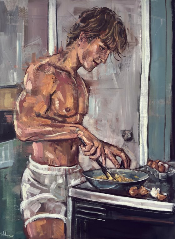 Young man cooking