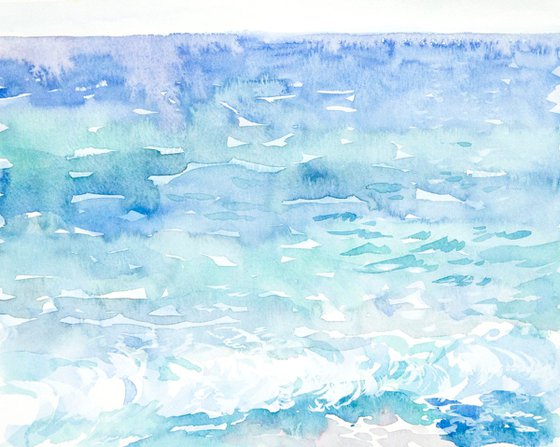 The sparkling sea watercolor