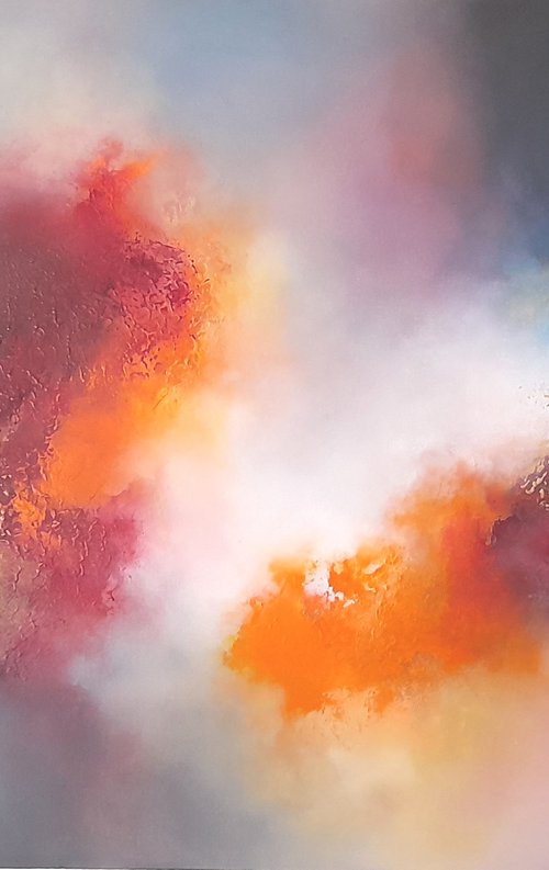 ORGANISED CHAOS V (Large abstract cloudscape/seascape oil painting 90 X 60cm) by Gillian Luff