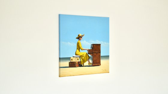 Two Valises, a Piano and a cushion