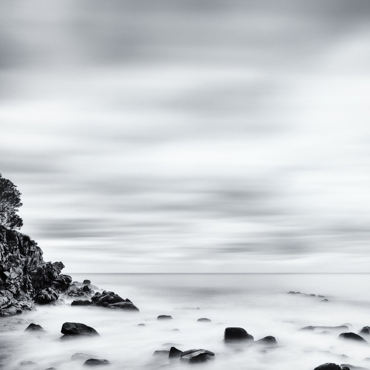 Impressionistic Landscape Photograph By Karim Carella, 22 X 22", The Border Between Two Seas, Original Artwork