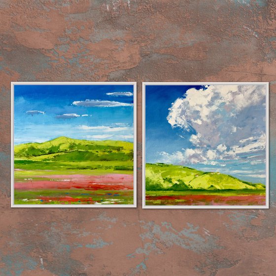 Set of 2 landscape paintings