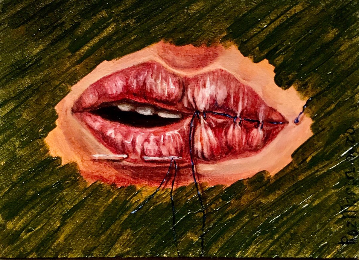 Photorealistic Portrait Oil Painting By Marina Deryagina, 7 X 5", Lips, Original Artwork