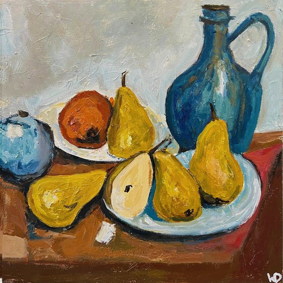 Oil Jug, Pears and Sugar Pot