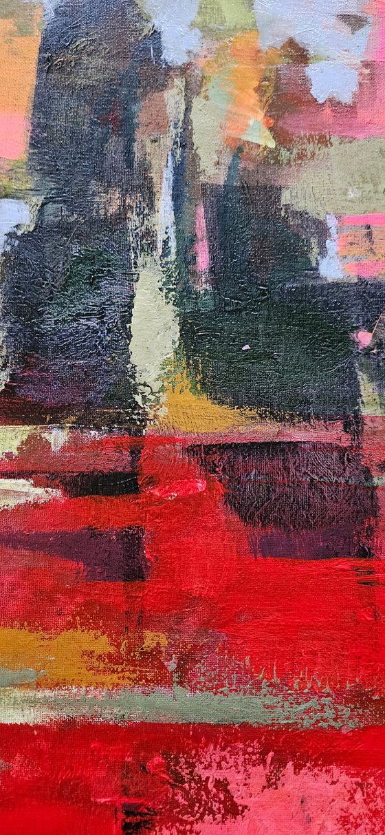 Poppies in Passing. Large abstract landcape