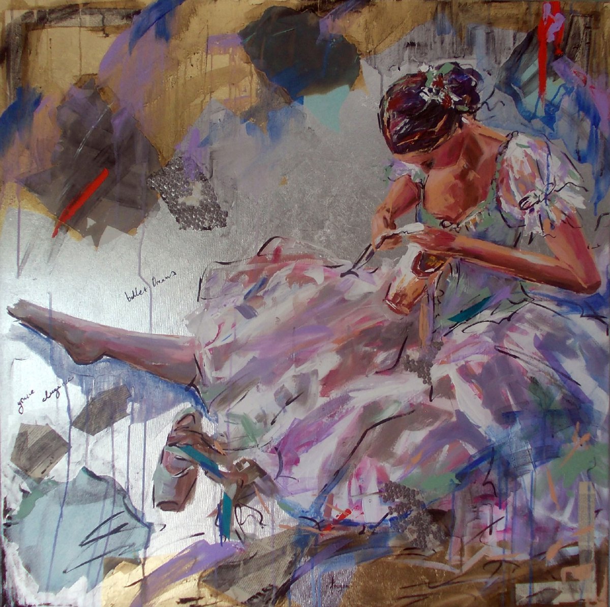 Ballet Dreams-Original Ballerina painting-Ballet painting by Antigoni Tziora