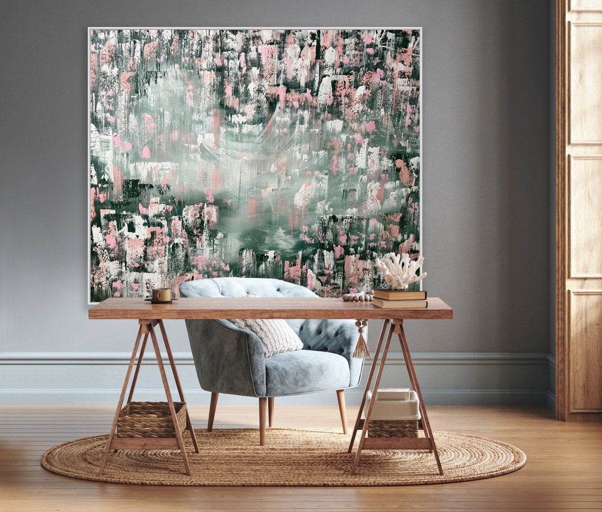 Geometric Abstract Acrylic Painting By Alanah Jarvis, 70 X 56, The Joy We Grew, Original Artwork