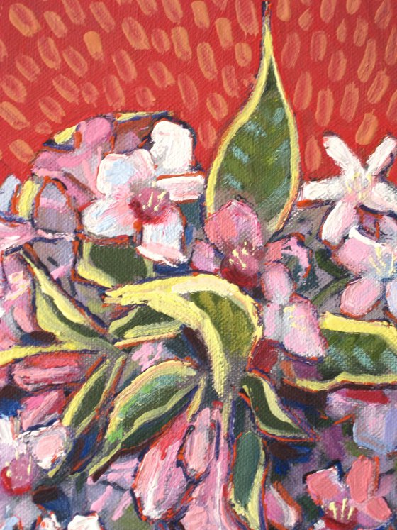 Flowers with a Red Background