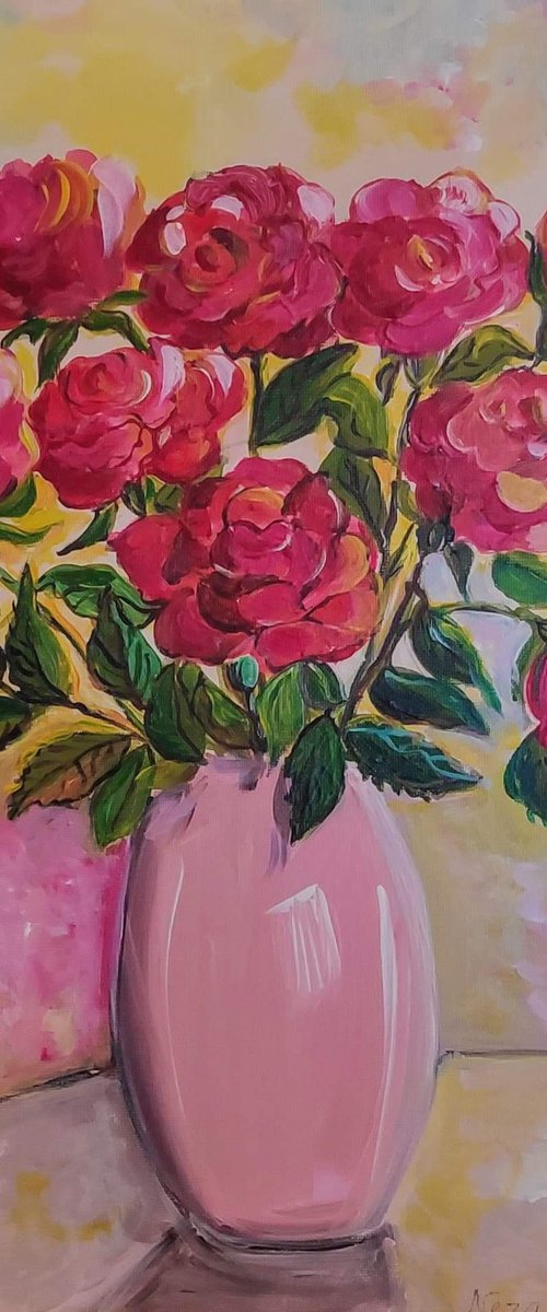 Pink Roses by Nezabravka Balkanjieva