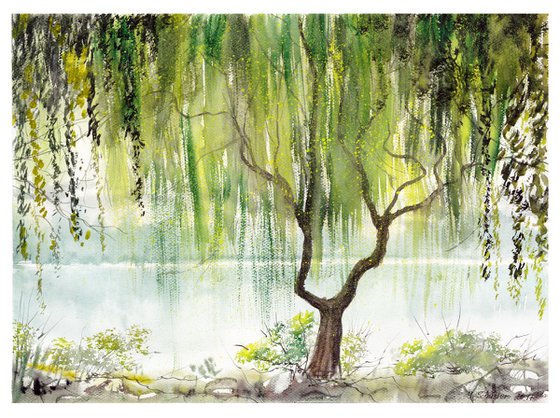 Landscape with a weeping wi...