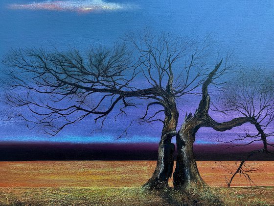 'Standing in the shadow of the Lightning Tree'. Large Oil Painting on Canvas