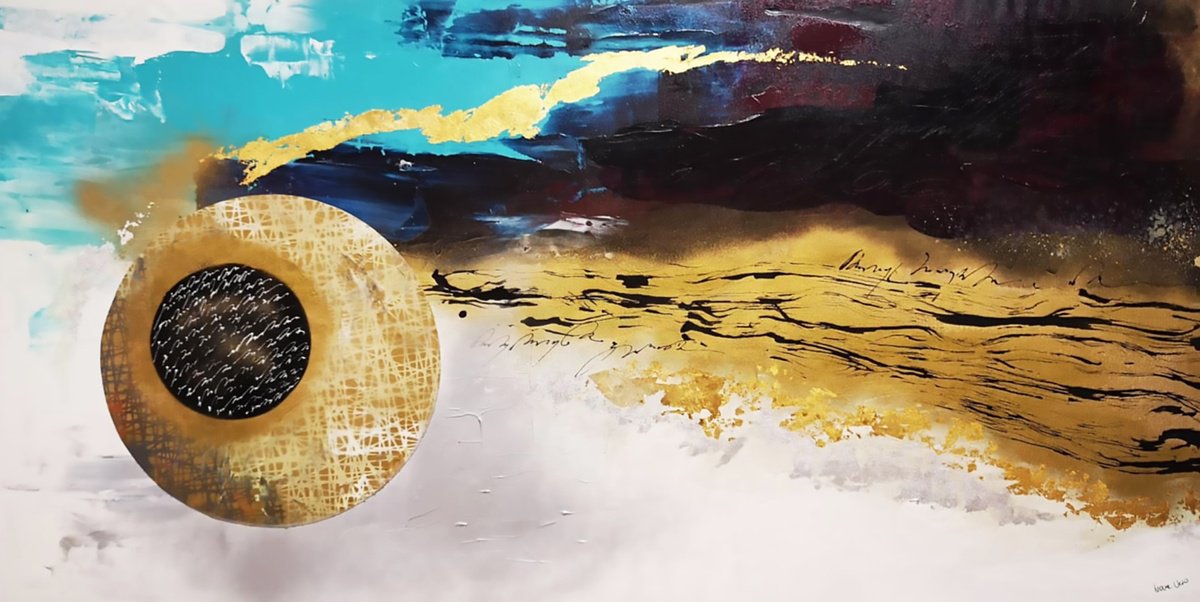 Abstract Painting By Ivana Urso, 48 X 24, Sphere Of Celestial Dreams, Original Artwork