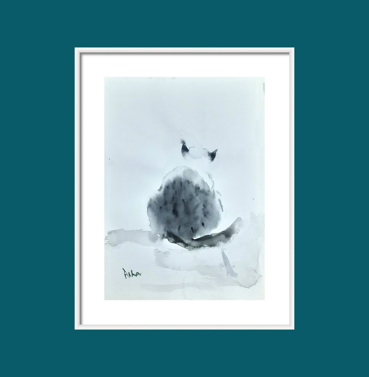 Impressionistic Animal Drawing By Asha Shenoy, 8 X 12, The Grey Tabby Kitten, Original Artwork