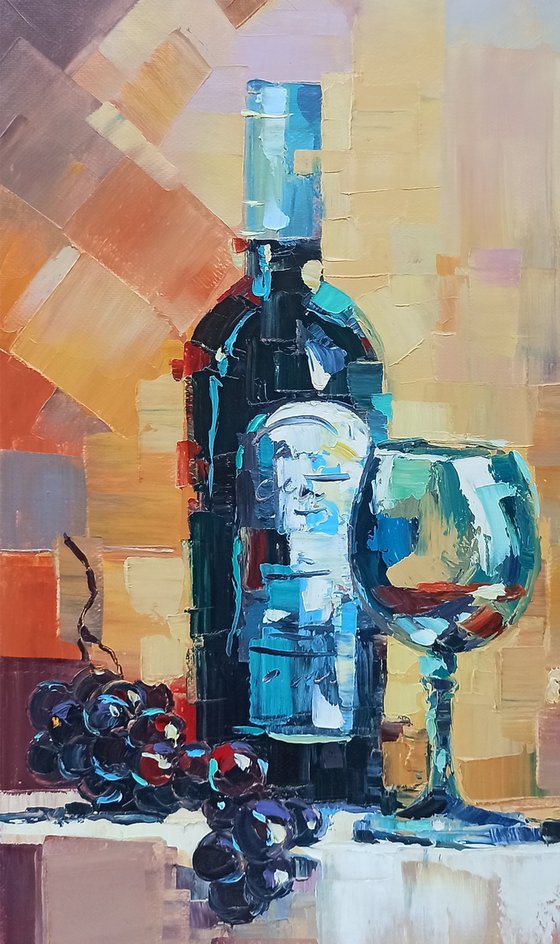 Still life with wine and candle