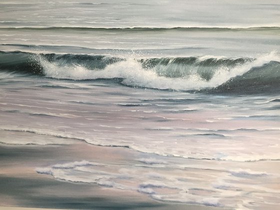 Where I Come From, 48x24" Large Seascape Oil Painting on Canvas, XL Ocean Art, Ocean Waves Painting