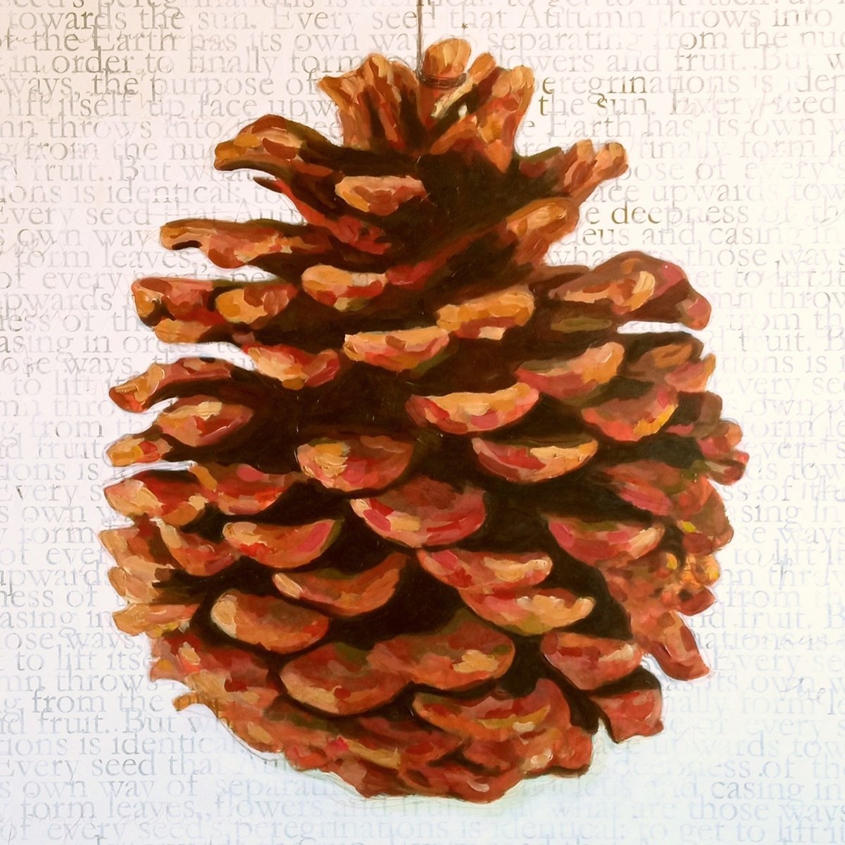 Impressionistic Botanical Painting By Ida Harm, 39 X 39, Pigna, Original Artwork