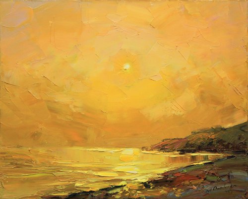 Sunset in Yellow mood by sea by Alisa Onipchenko-Cherniakovska