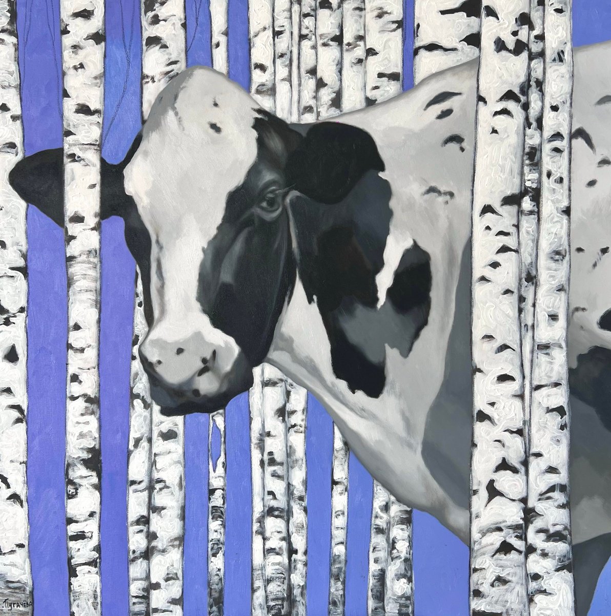 Photorealistic Animal Oil Painting By Elizaveta Pugacheva, 35 X 35, Hide And Seek, Original Artwork