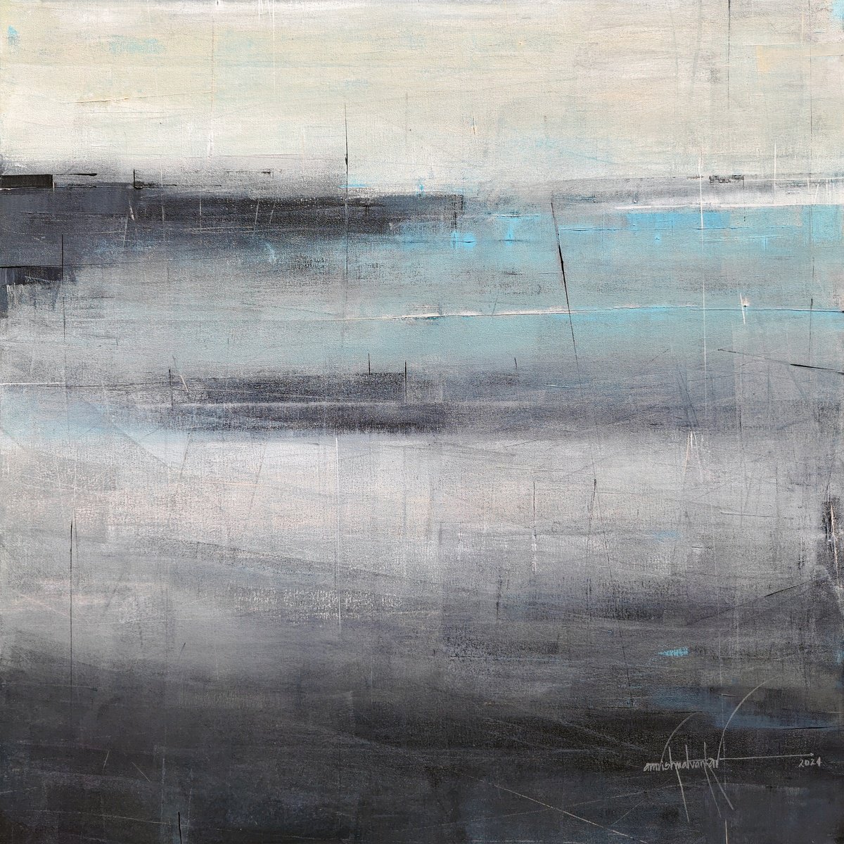 Abstract Landscape Acrylic Painting By Amrish Malvankar, 36 X 36, Solitude, Original Artwork