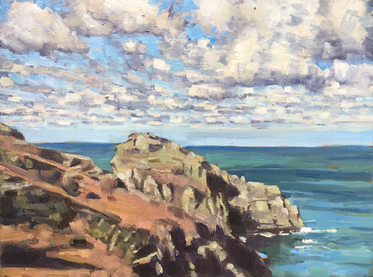 Impressionistic Landscape Oil Painting By Louise Gillard, 12 X 9", Bossiney Autumn, Cornwall, Original Artwork