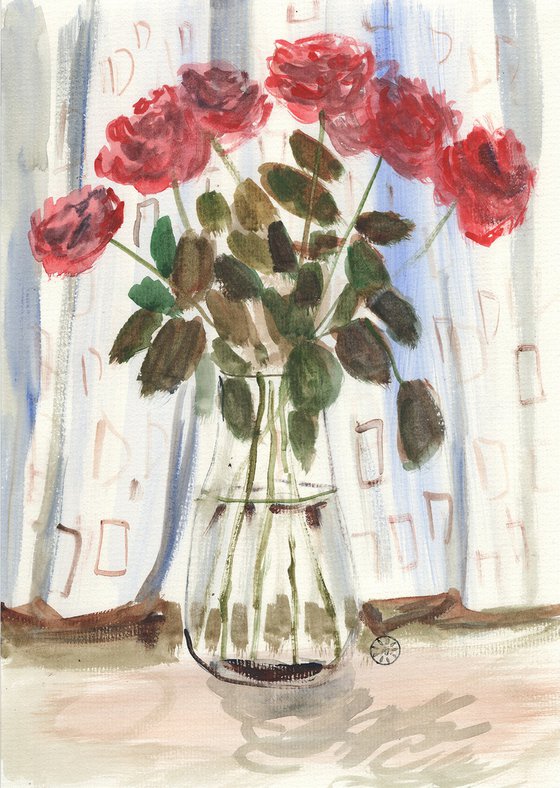 Roses On A Window Sill