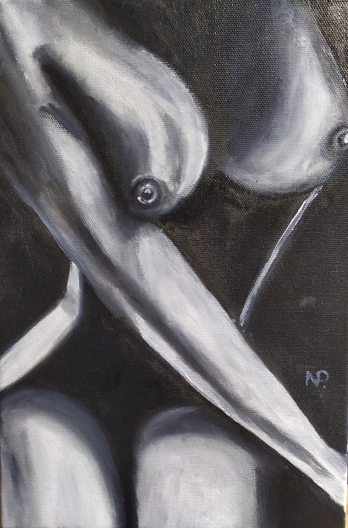 Sexy, original nude erotic oil painting, woman art, Gift, impressionism by Nataliia Plakhotnyk