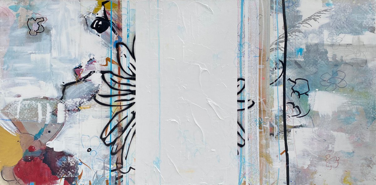 Abstract Botanical Oil Painting By Jason Forcier, 48 X 24, El Jardin, Original Artwork