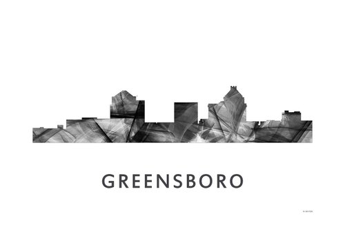 Greensboro North Carolina Skyline WB BW by Marlene Watson