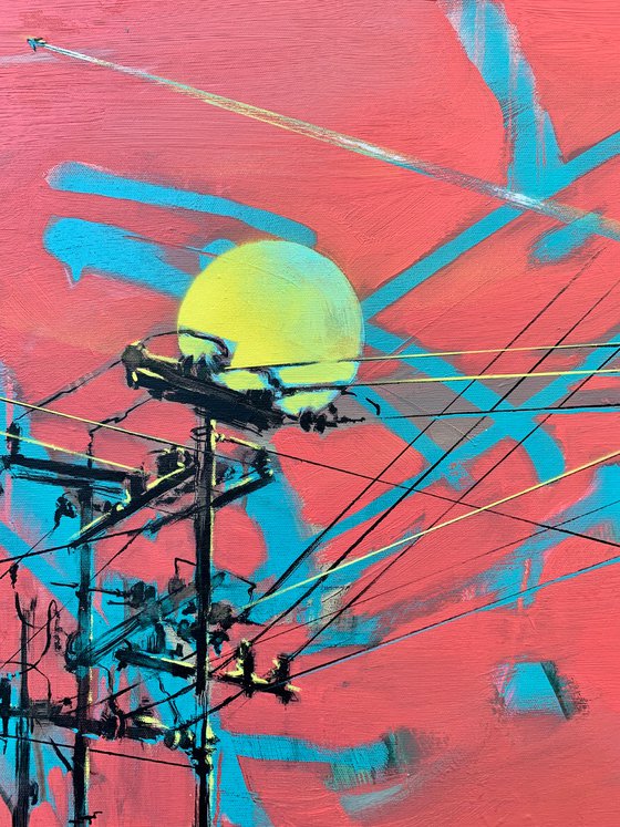 Urban painting - "Yellow sun" - Pop art - Bright - Street art - Sunset
