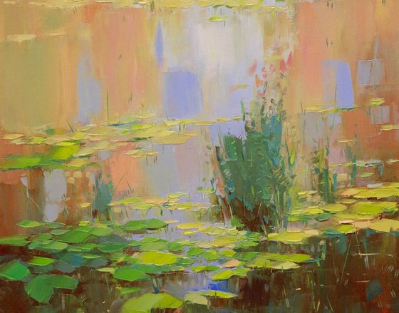 Waterlilies, Original oil Painting, Impressionism, Handmade artwork, One of a Kind, Signed with Certificate of Authenticity