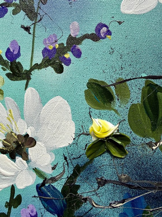 Golden Buds in Turquoise Air