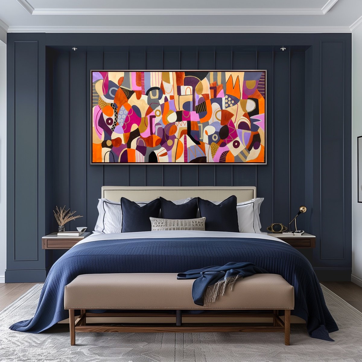 Organic Abstract Acrylic Painting By Rashna Hackett, 73 X 36", Fountain Of Gladness, Original Artwork