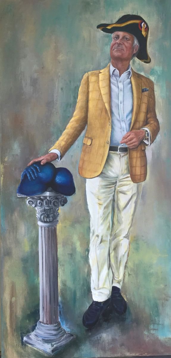 Expressive Portrait Oil Painting By Conny Roels, 39 X 79, Noel Opan, Original Artwork