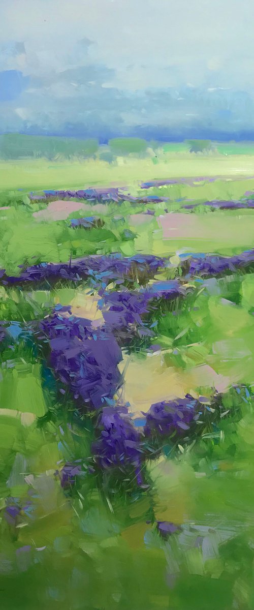Lavenders Valley, Original oil painting, Handmade artwork, One of a kind by Vahe Yeremyan